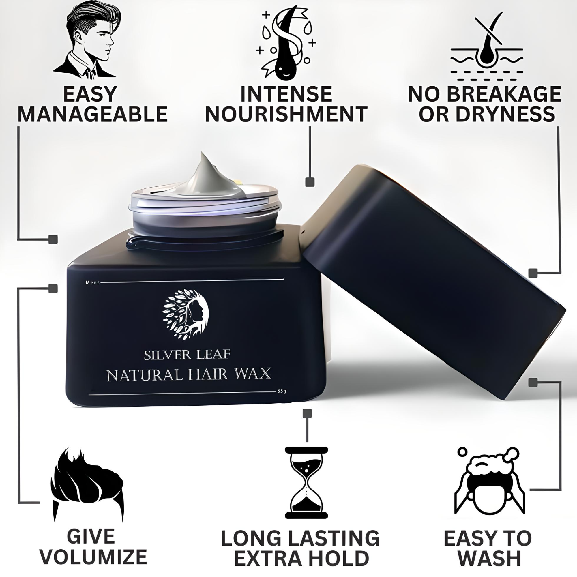 SILVER LEAF Natural Hair Wax 65g - Image 2